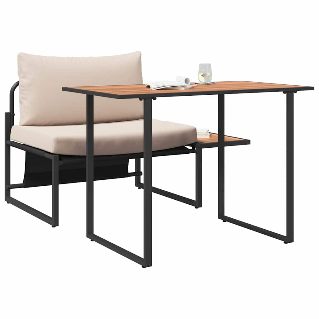 Garden Dining Set 2 pcs Taupe Steel